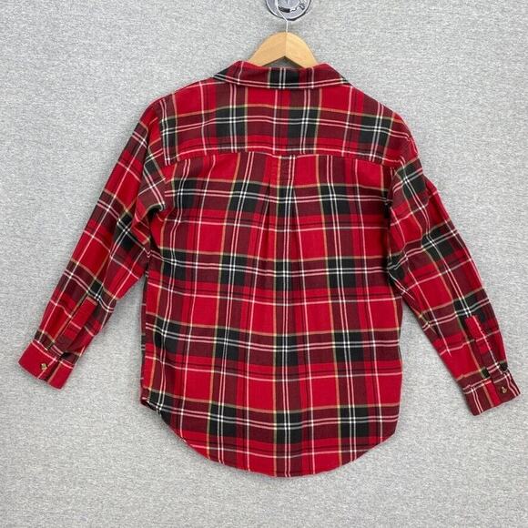 Chandler Hill Blouse Womens Small Red Plaid Long Sleeve Button Up Collar Pocket - Picture 3 of 12
